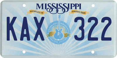 MS license plate KAX322