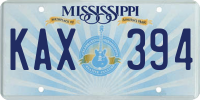 MS license plate KAX394