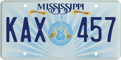 MS license plate KAX457