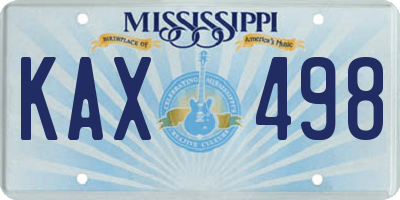 MS license plate KAX498