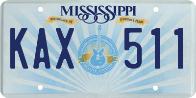 MS license plate KAX511
