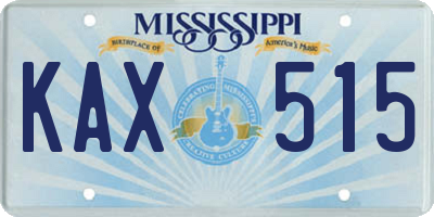 MS license plate KAX515