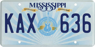 MS license plate KAX636