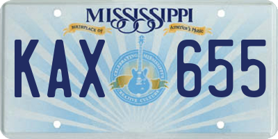 MS license plate KAX655