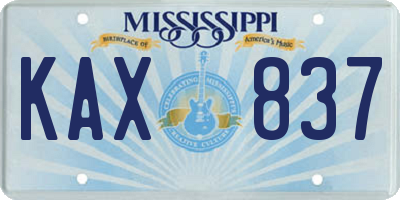 MS license plate KAX837
