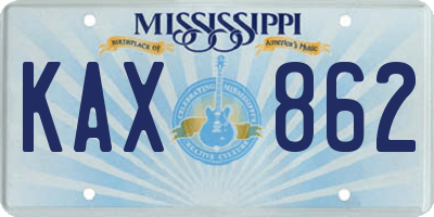 MS license plate KAX862