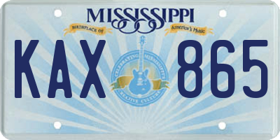 MS license plate KAX865