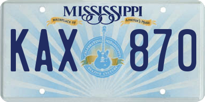 MS license plate KAX870