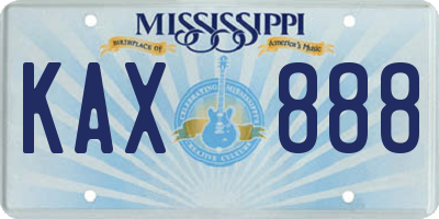MS license plate KAX888