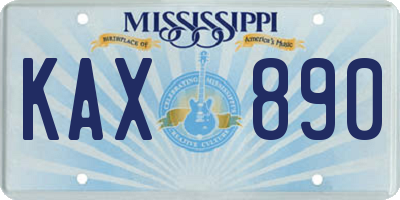 MS license plate KAX890