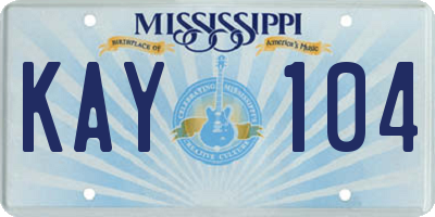 MS license plate KAY104