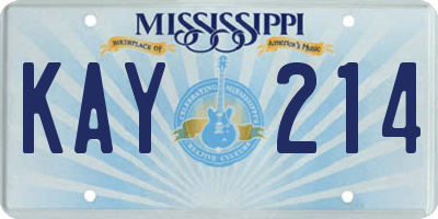 MS license plate KAY214