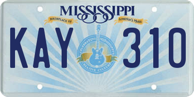 MS license plate KAY310