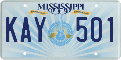 MS license plate KAY501