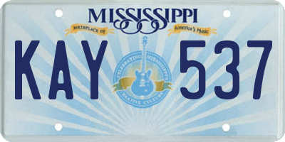 MS license plate KAY537