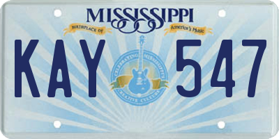 MS license plate KAY547