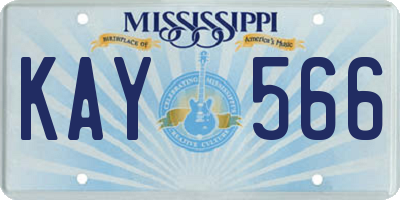 MS license plate KAY566