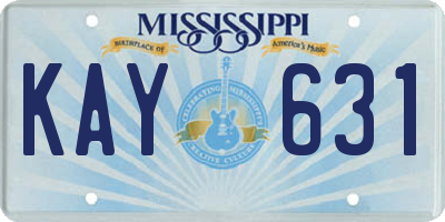 MS license plate KAY631