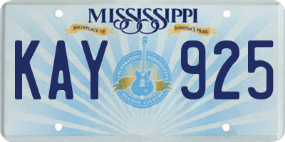 MS license plate KAY925