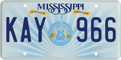 MS license plate KAY966