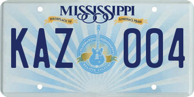 MS license plate KAZ004