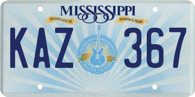 MS license plate KAZ367