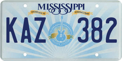 MS license plate KAZ382
