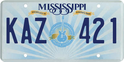 MS license plate KAZ421