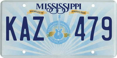 MS license plate KAZ479