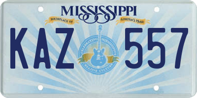 MS license plate KAZ557