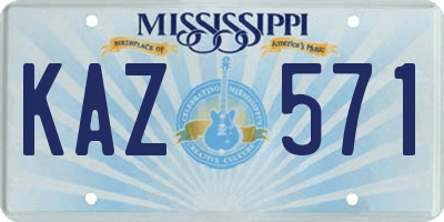 MS license plate KAZ571