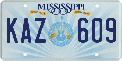 MS license plate KAZ609