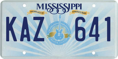MS license plate KAZ641