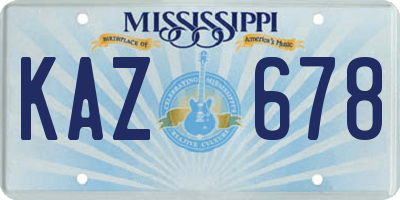 MS license plate KAZ678
