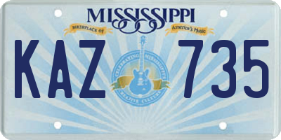 MS license plate KAZ735