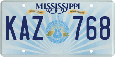 MS license plate KAZ768