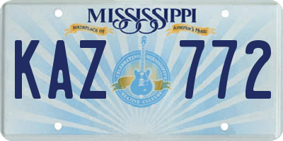 MS license plate KAZ772