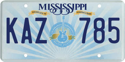 MS license plate KAZ785