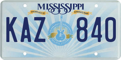MS license plate KAZ840