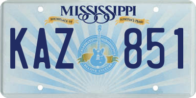 MS license plate KAZ851