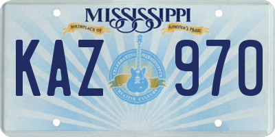 MS license plate KAZ970