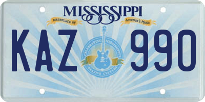 MS license plate KAZ990