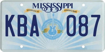MS license plate KBA087