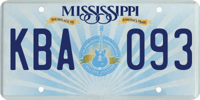 MS license plate KBA093