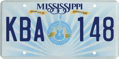 MS license plate KBA148