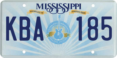 MS license plate KBA185