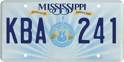 MS license plate KBA241