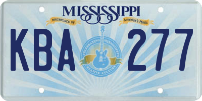 MS license plate KBA277