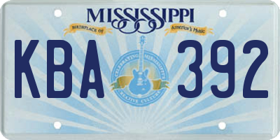 MS license plate KBA392