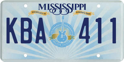MS license plate KBA411